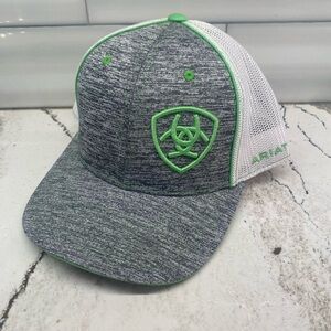 Ariat Heathered Gray Cap with Neon green logo